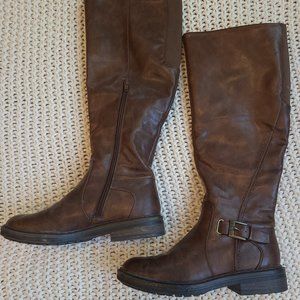 Bsreyraps Knee length leather boots